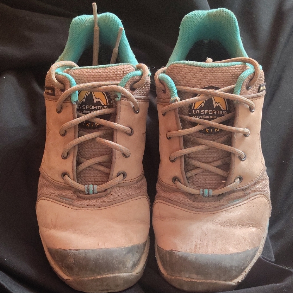 La Sportiva Beige and Teal Outdoor Shoes